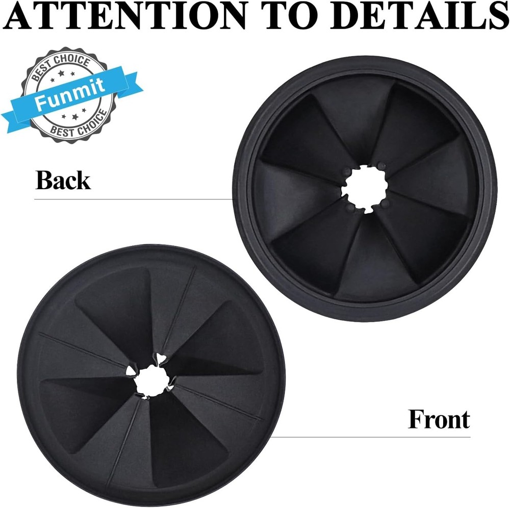 3 3/8" Garbage Disposal Splash Guards Sink Baffle 3 3/8", Black - 2 Pack