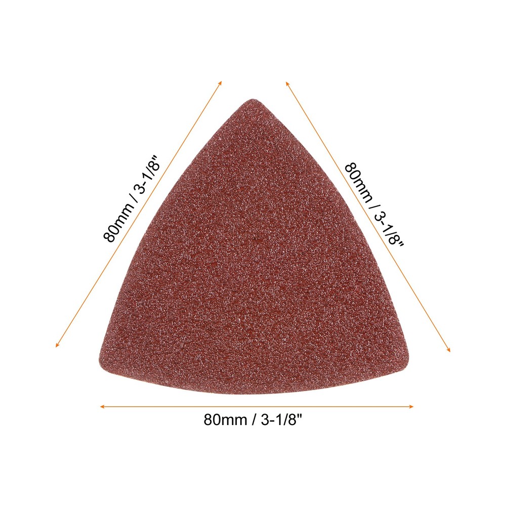 60pcs 40 Grits 80mm Aluminum Oxide Triangular Hook & Loop Sandpapers Pads