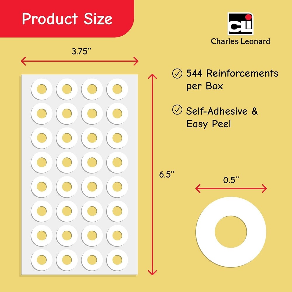 Durable 544 White Rectangular Labels for 3 Hole Punched Paper Reinforcement
