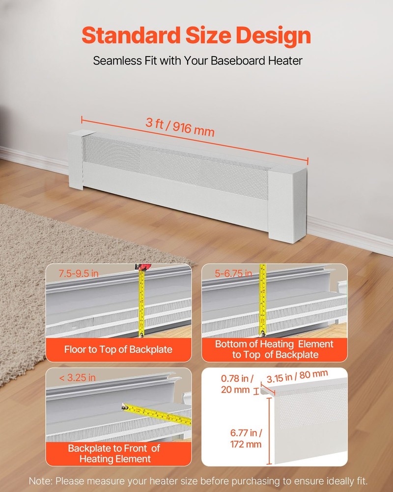 HOT/ Baseboard Heater Covers, Basic Series 3 ft Standard Electric Heating Unit