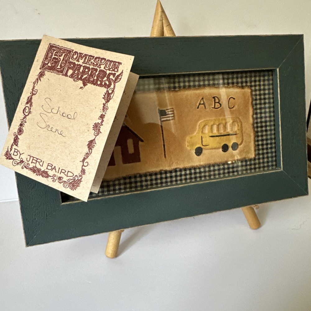 Homespun School Scene Frame By Jeri Baird