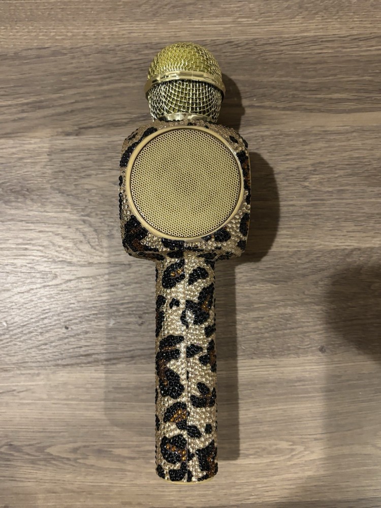 Jessica Simpson Leopard Microphone Bling Edition Wireless Bluetooth for Karaoke