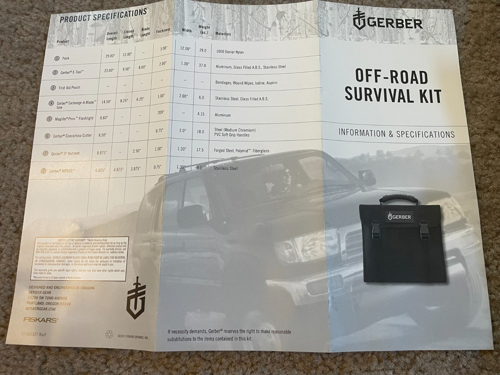 Gerber Off-Road Survival Kit Pre-Owned