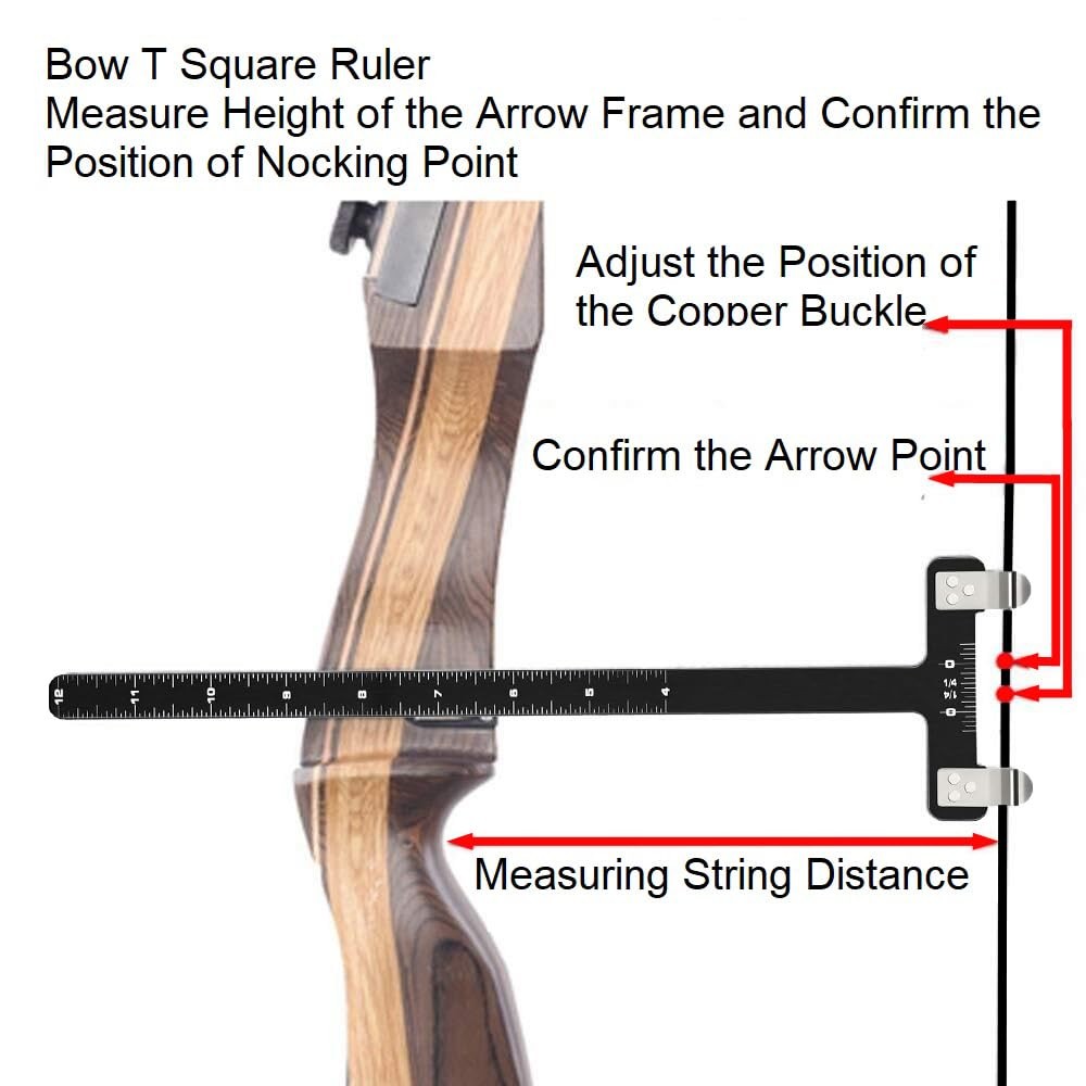 Archery Bow String Nocking Points Set with T Square Ruler Black