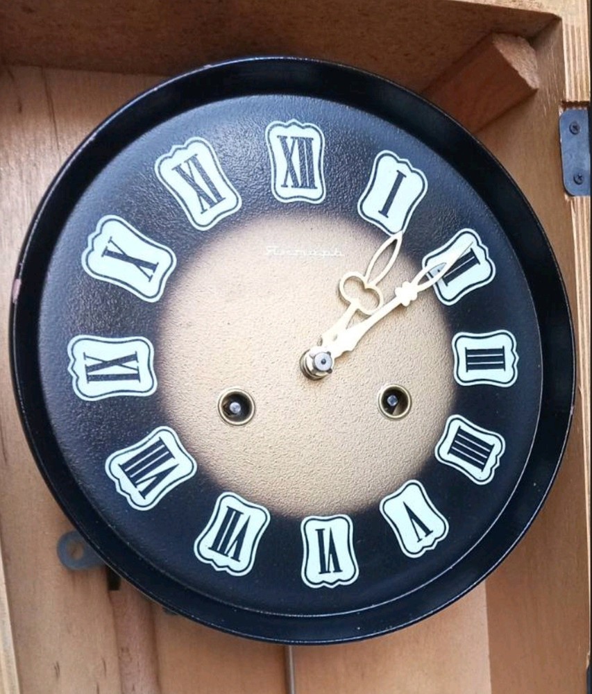 Vintage Wall-Mounted Clock Soviet Mechanical YANTAR. USSR Striking Clock.
