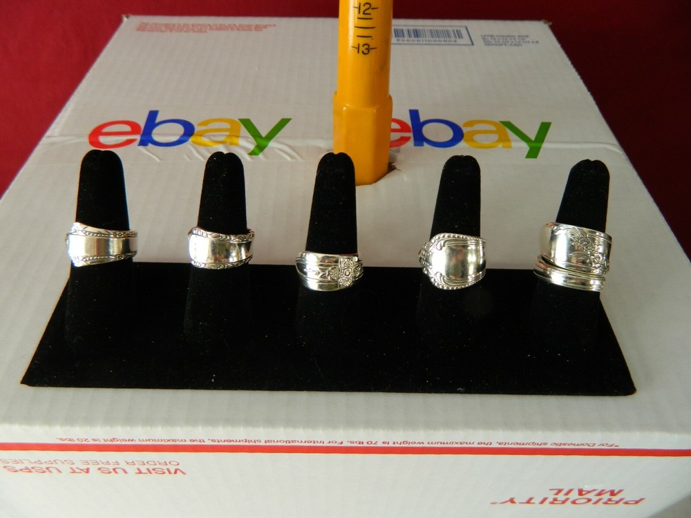5 Silver Plated Spoon Rings Size 7 - 8 - 9 - A