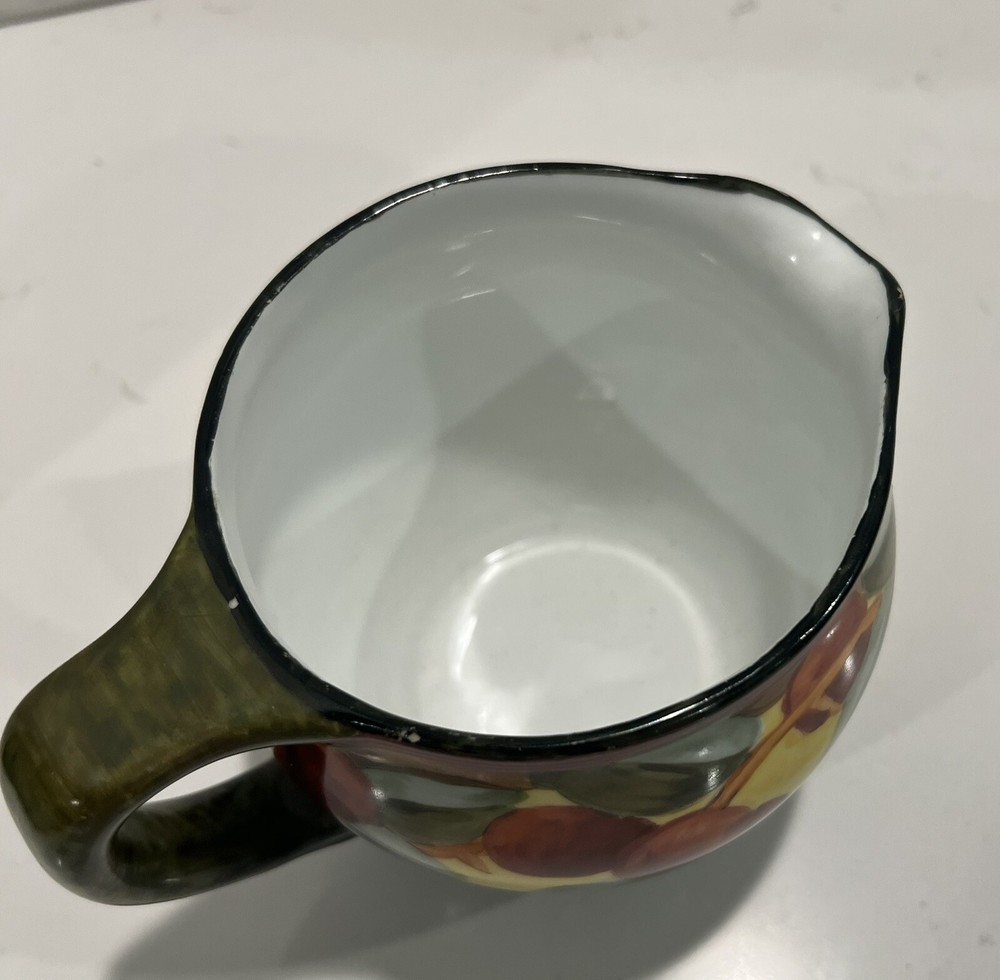 NICE 1910 Limoges Signed Hand Painted Crabapple Pitcher 4”