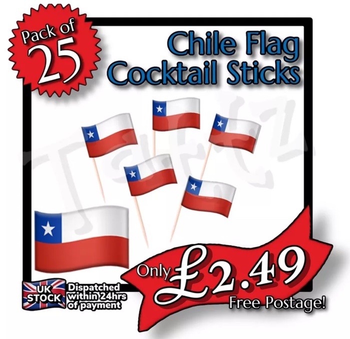 25x Chile Flag Cocktail Sticks