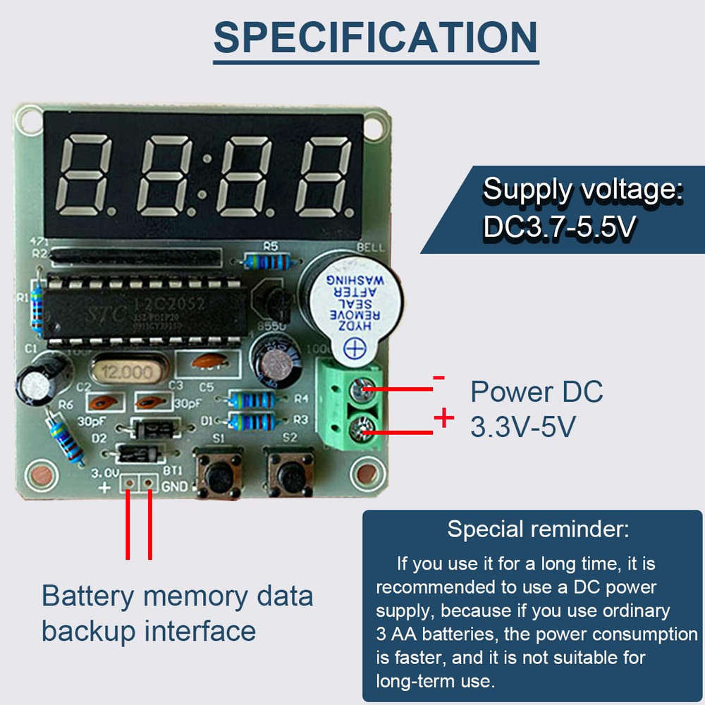 4 Bits Digital Electronic Clock DIY Kit PCB Soldering Practice for Curriculum