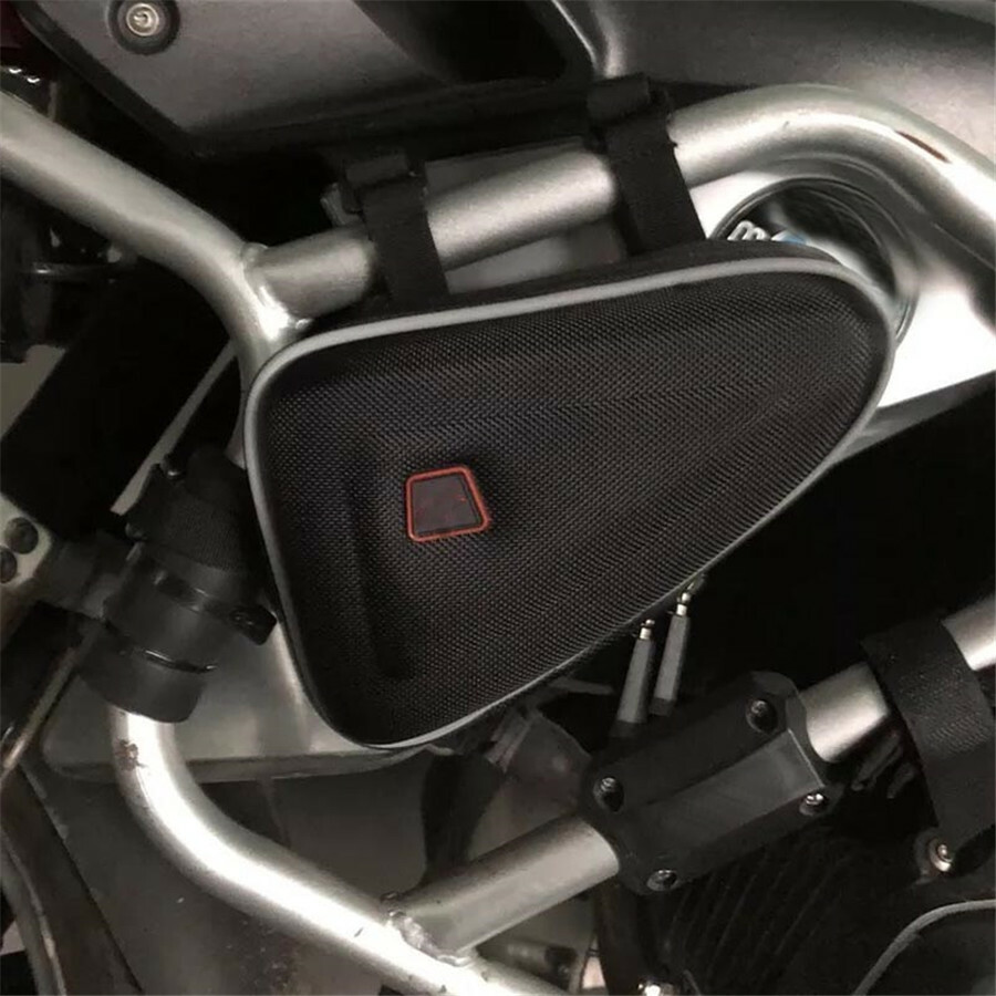 Motorcycle Saddle Storage Bag Engine Guard Mount Case Pouch Accessories Black