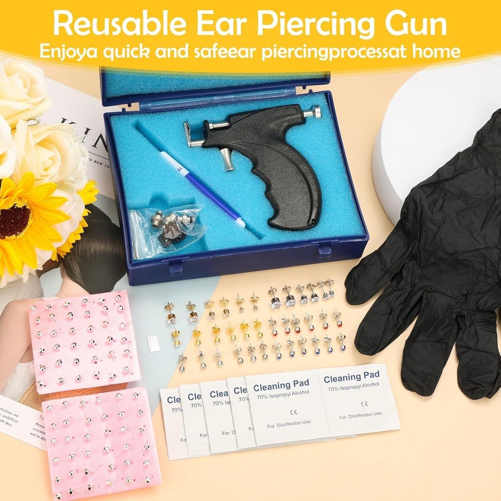 Professional Ear Piercing Gun, Reusable Machine with Dark Black