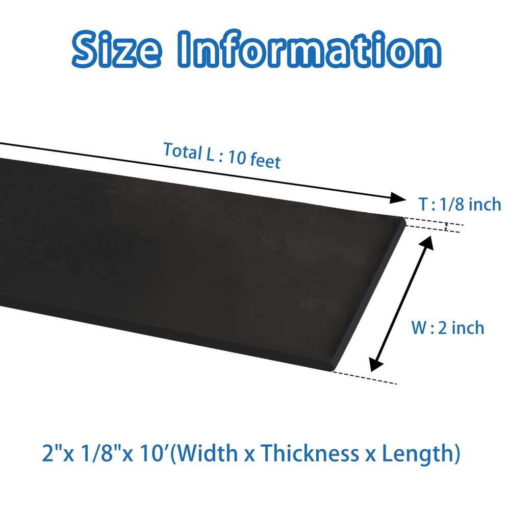 Black Solid Rubber Strip, 1/8 (.125)" Thick X 2" Wide X 10'Long, Solid Flat R...