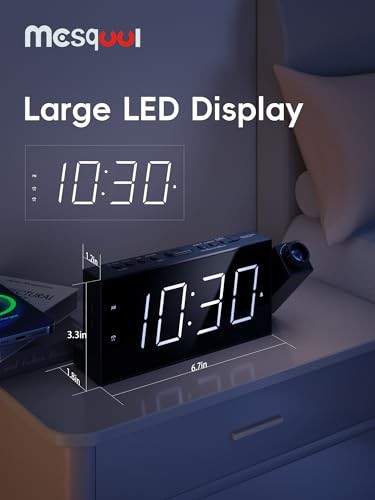 Digital Projector Alarm Clocks with Projection White Digits; Red Projection