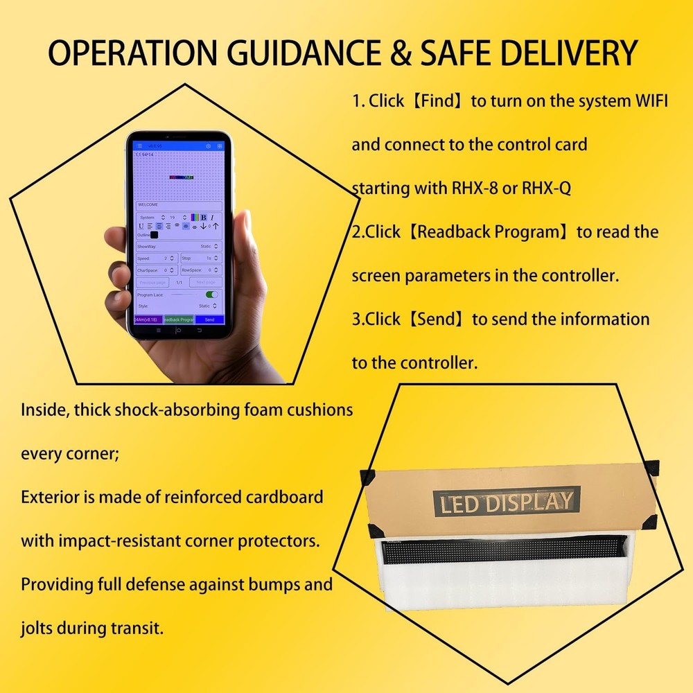 P10 Programmable Scrolling LED SIGN 40"×8" LED Display, High Brightness & I