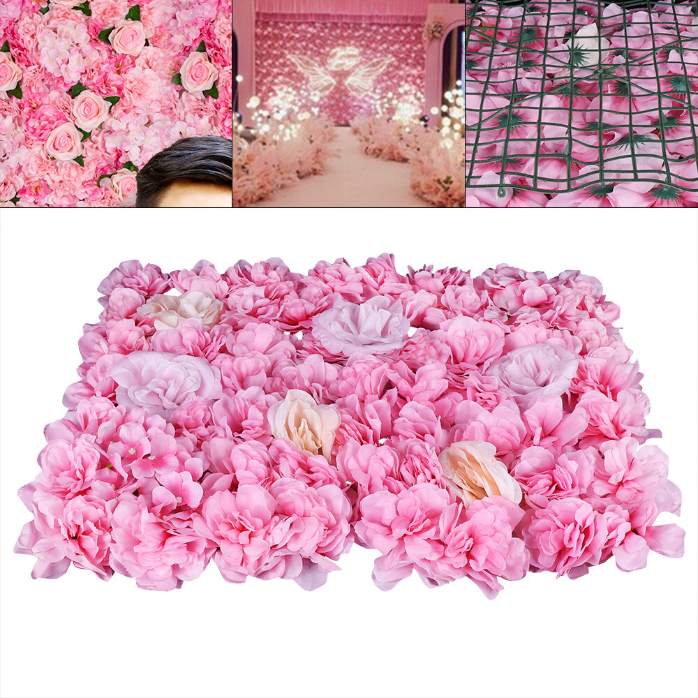 12PCS Artificial Silk Flower Wall Panel Floral Backdrop Party Wedding Decoration