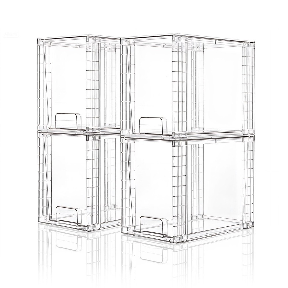 High Clear Stackable Storage Drawers(4 Pack), High-strength Plastic Organizer...