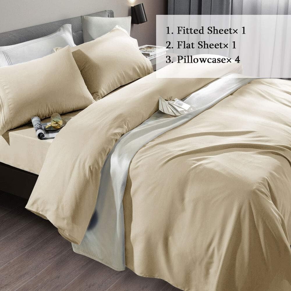 Super Soft Microfiber Bed Sheet Set - Wrinkle-Resistant, Deep Pocket, King Size