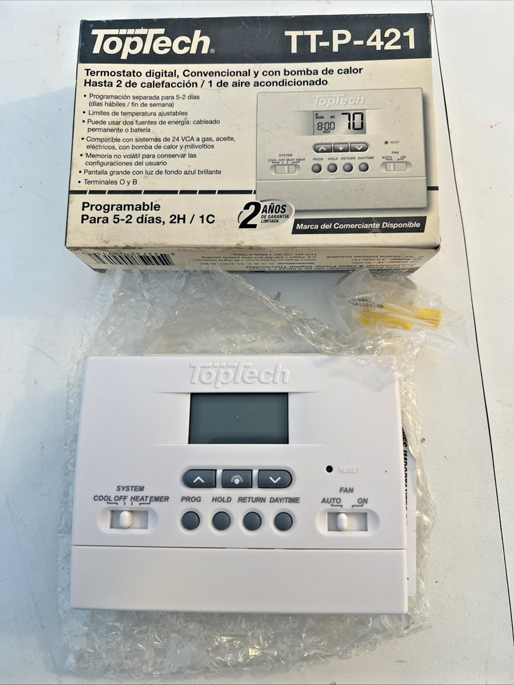 Top Tech TT-N-421 Thermostat Single Stage Digital Programmable