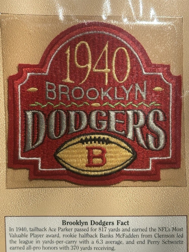 Brooklyn Dodgers Patch Willabee Ward Golden Age Patch Collection NFL 1940 APFA