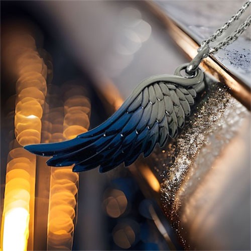 AQUA SILVER Feather Pendant