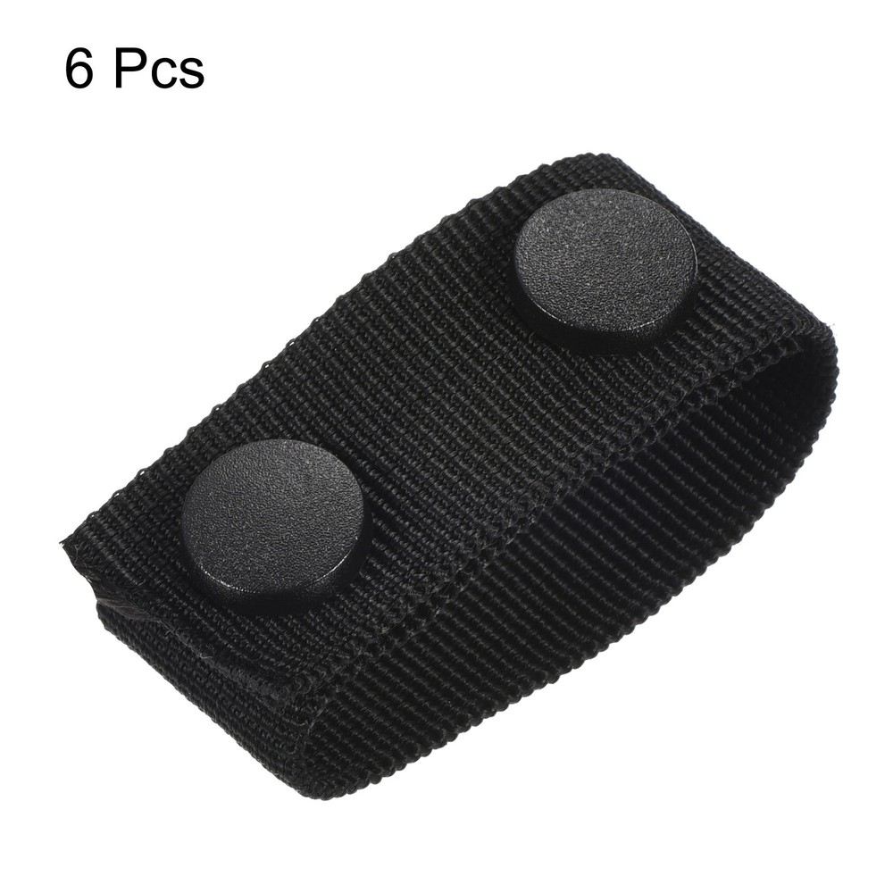 Belt Keeper, 6Pcs Nylon Webbing Loop with Double Snaps for 2-2¼" Belt, Black