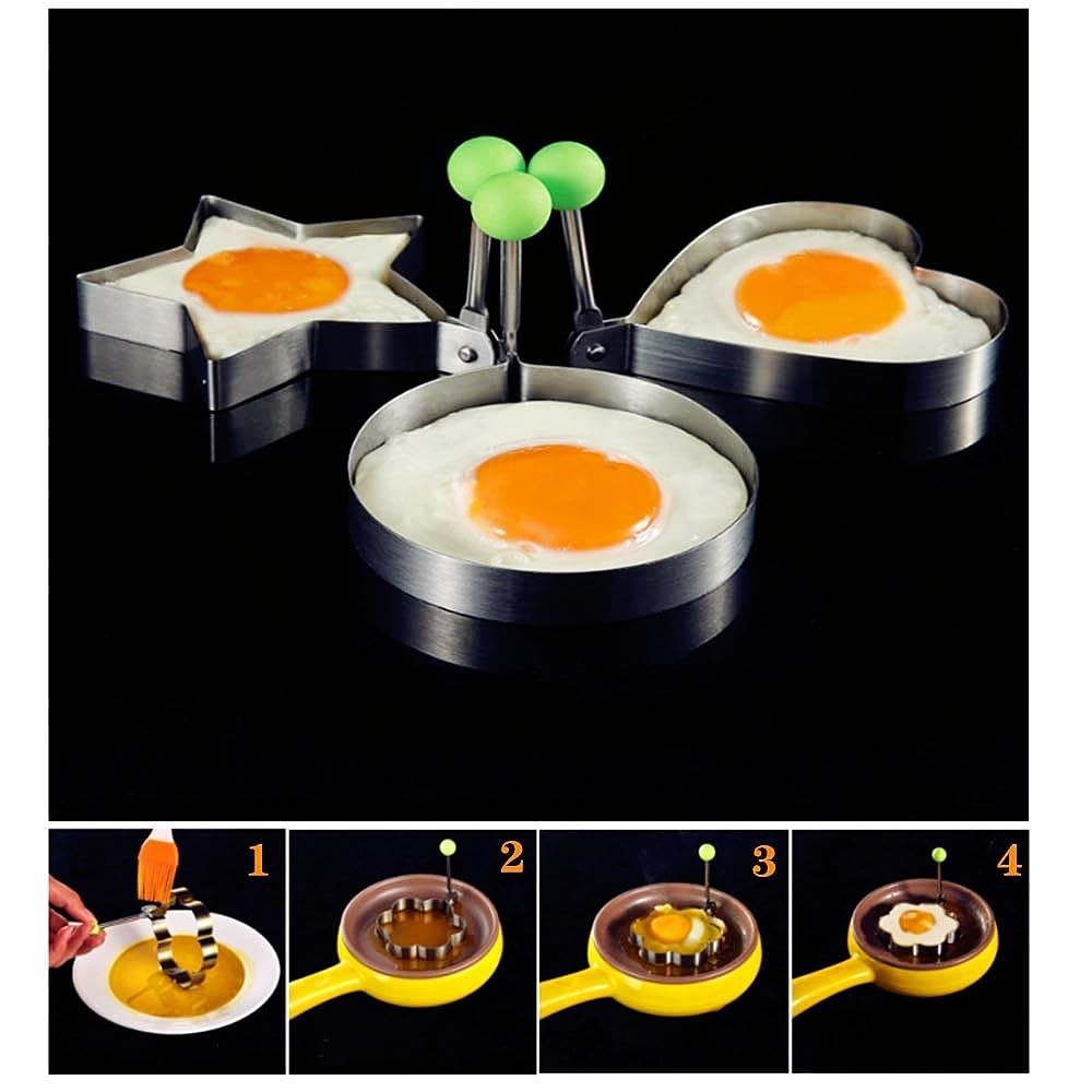 10 Pack Stainless Steel Egg Molds Different Shape Egg Ring Molds for Cooking