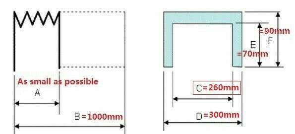 U type machine dust bellow ,inside: width 260mm x height 70mm x Lmax1000 mm