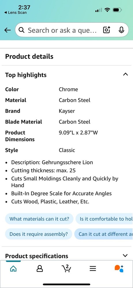 Loewe Scheren Miter Cutter Angle Scissors Shears