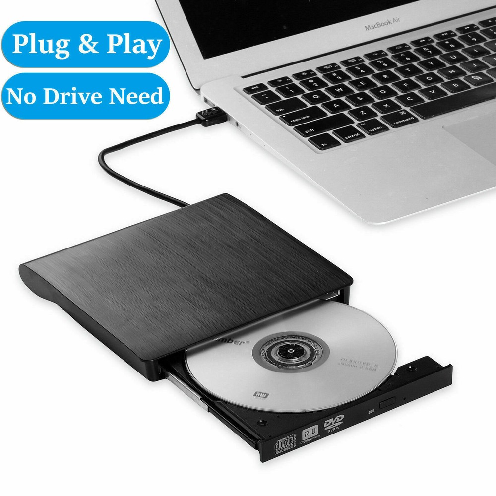 Slim External CD/DVD Drive USB 3.0 Player Burner Reader for Laptop PC Mac HP