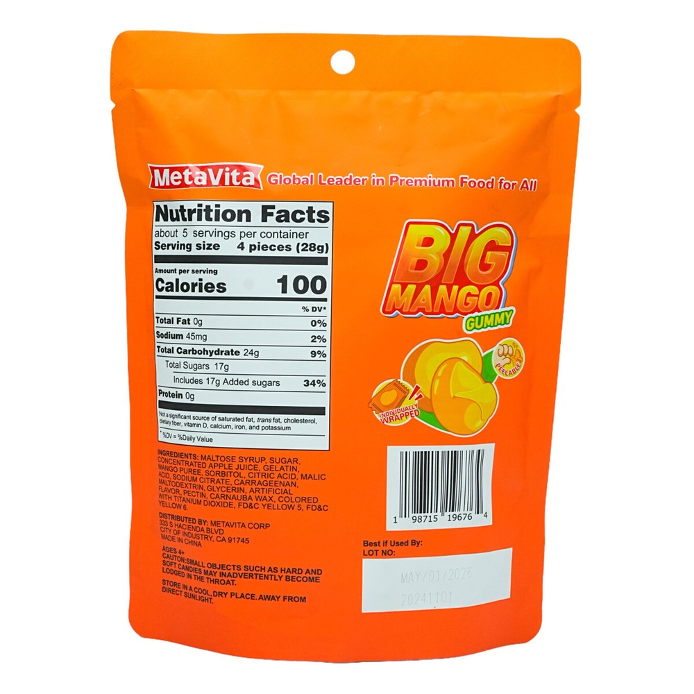 1 Pack Peeleble Gummy Mango Peeling Candy Mango Gummy Candy Individually Wrapped