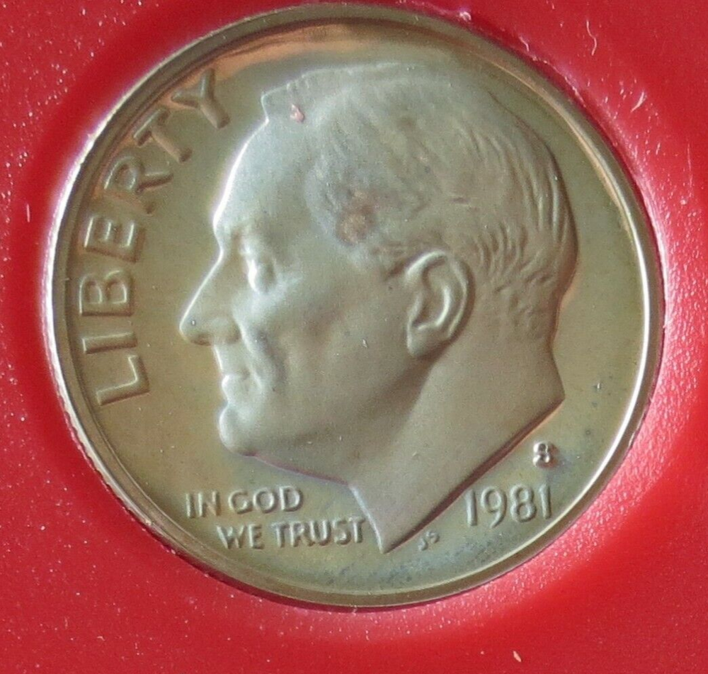 1981-S Type 2-flat "S" Proof Roosevelt dime.