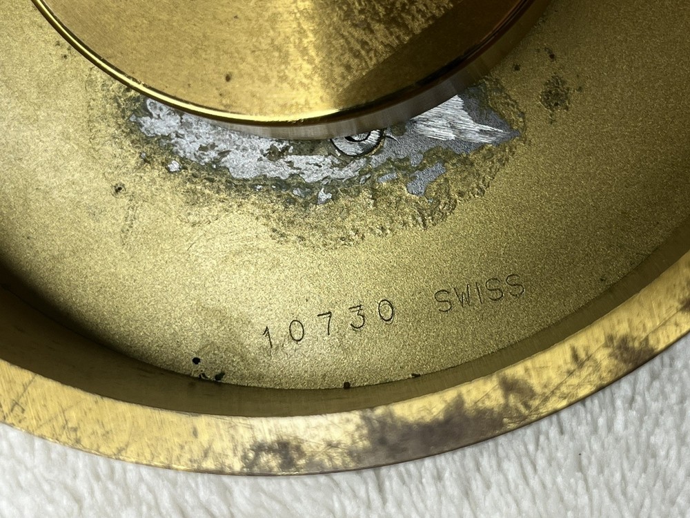 VINTAGE SOLID BRASS TIFFANY & CO. WORLD DESK CLOCK display piece *Untested*
