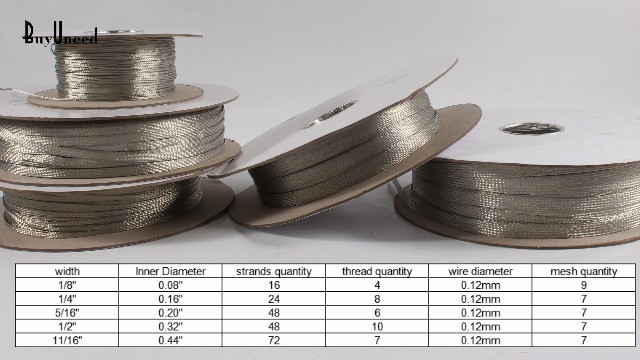 Flexible Tinned Copper Braid Cable Shielding Sleeve Ground Straps - 28ft Expanda