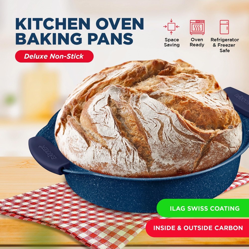 BAKKEN Kitchen Baking Pan Set - Nonstick Coating, Carbon Steel Bakeware Sets
