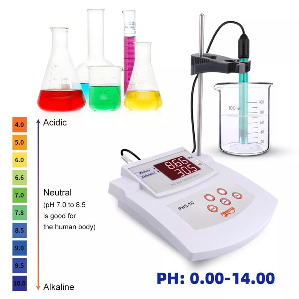 PHS-3C 2 In 1 PH Desktop New Automatic Calibration Acidity Meter PH/Temp Tester