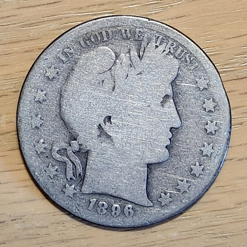90% SILVER 1896 S BARBER HALF