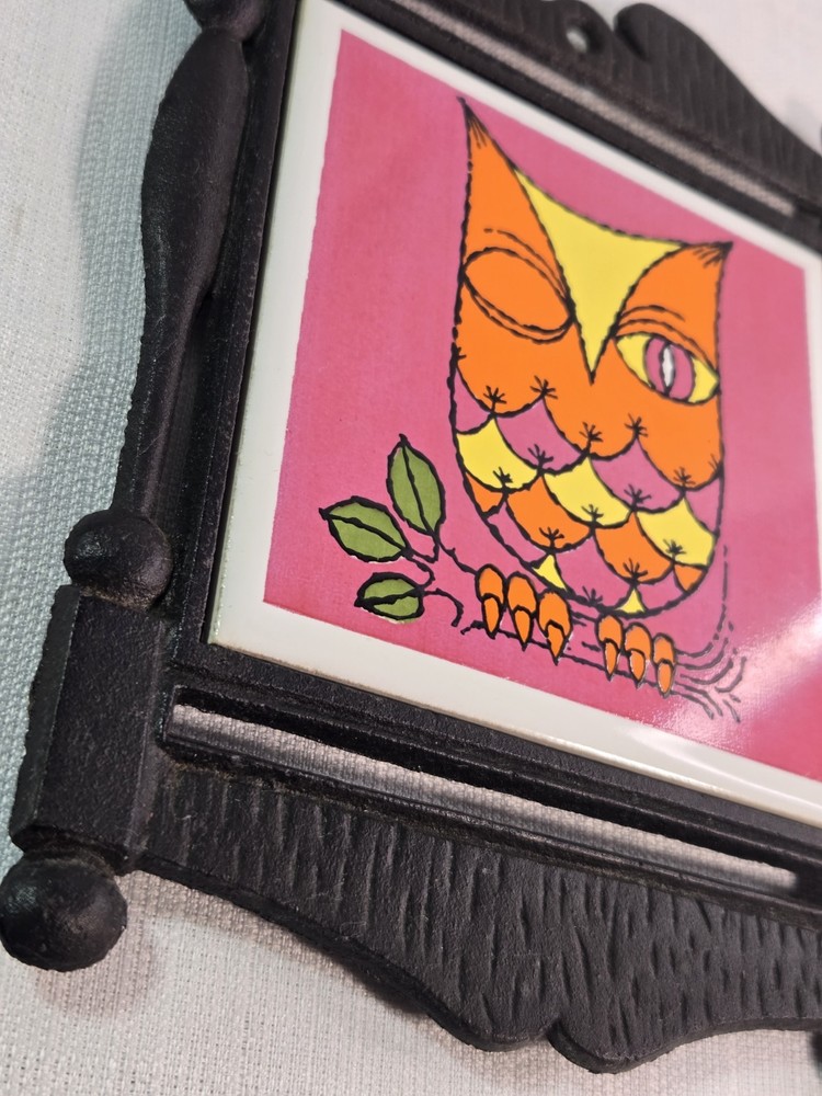 Vintage Owl Plate Holder Retro Kitchen Decor
