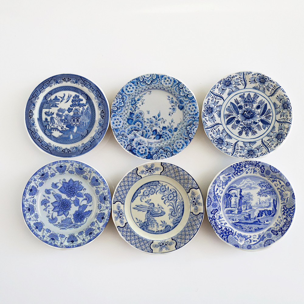 Dollhouse Miniatures Ceramic Plates Willow Wall Kitchen Home Decor Handmade Set