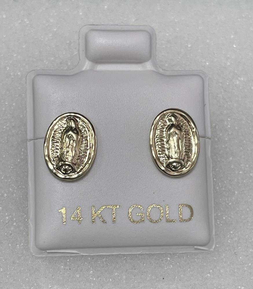Guadalupe Stud Earring 14K Solid Gold Medium Size With Safety Backing