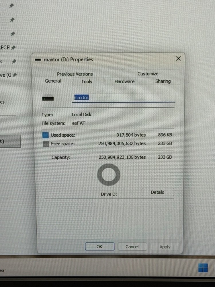 Maxtor One Touch 250 GB Backup External Drive (MAC or PC) Tested W/ Cords