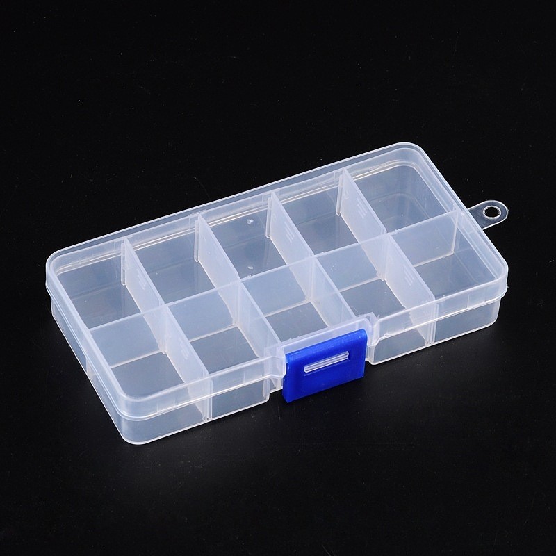 Plastic Clear Beads Display Storage Case Box Bead Container Adjustable Dividers