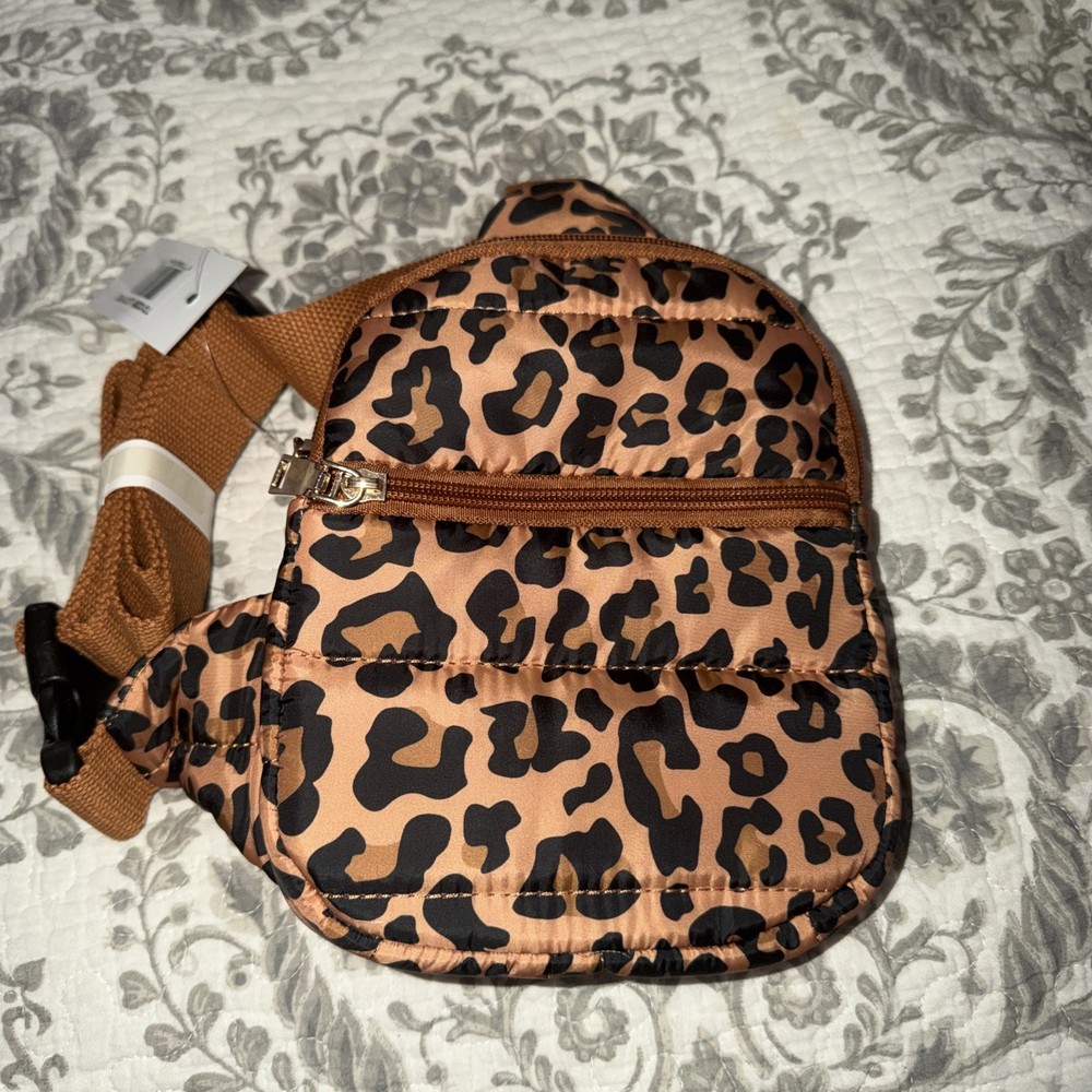 Leopard Quilted Sling Bag New With Tags