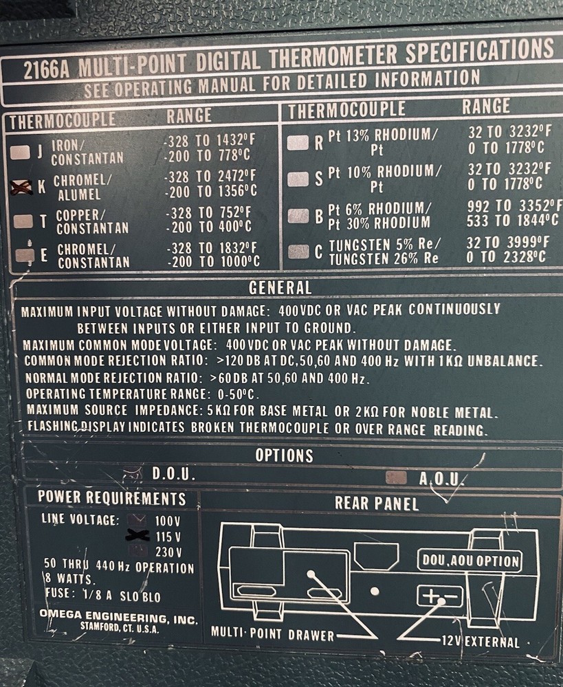 OMEGA 2166A Digital Thermometer