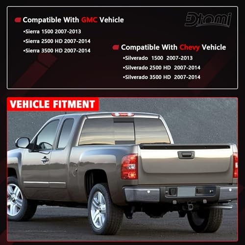 Tailgate Handle, Rear Locking Tailgate Latch Handle Compatible with GMC Black