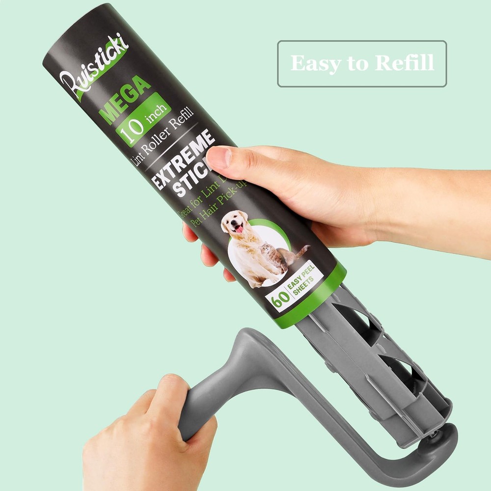 10 Inch Lint Roller Refills for Mega 10 Wide Rollers - 2 Pack
