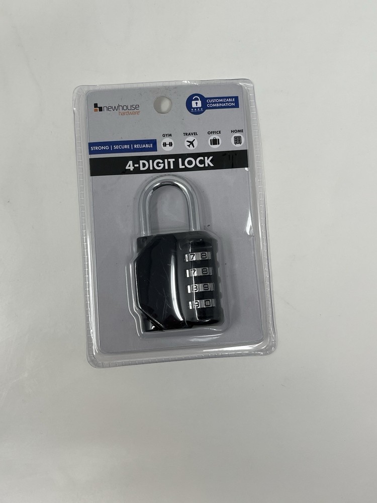 Newhouse Hardware Improved 4-Digit Combination Lock, Black