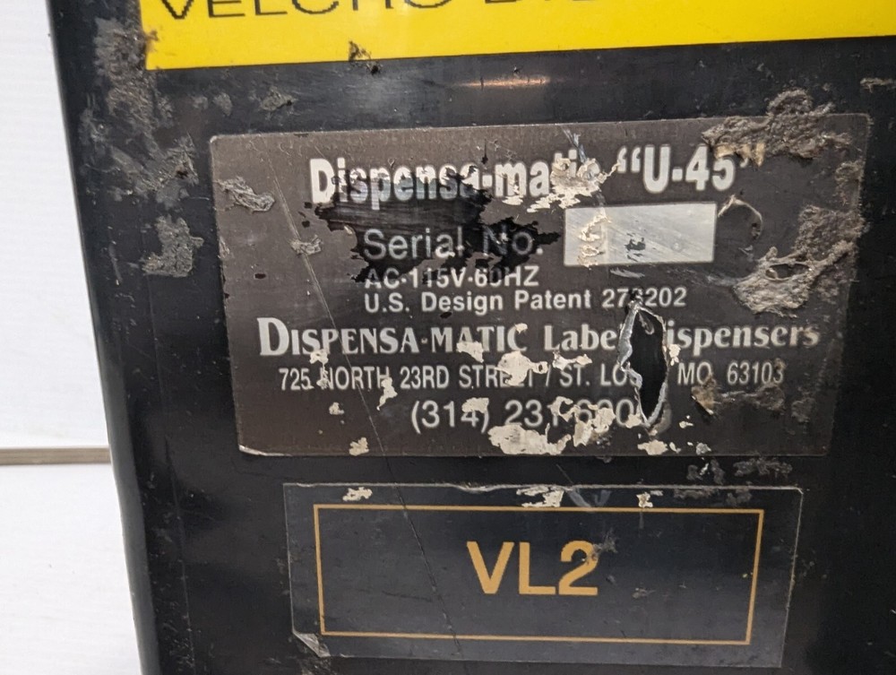 Dispensa-Matic U-45 Automatic Label Dispenser+Returns