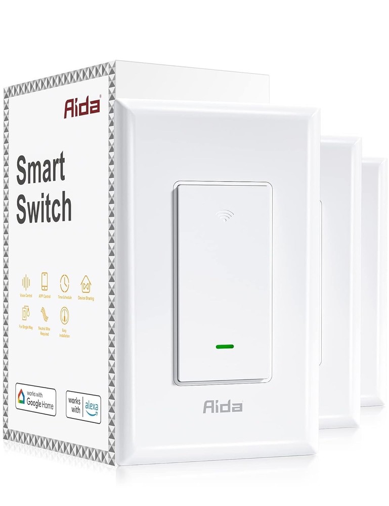 AIDA Smart Light Switch, Single Pole WiFi Smart Switch, Works with Alexa