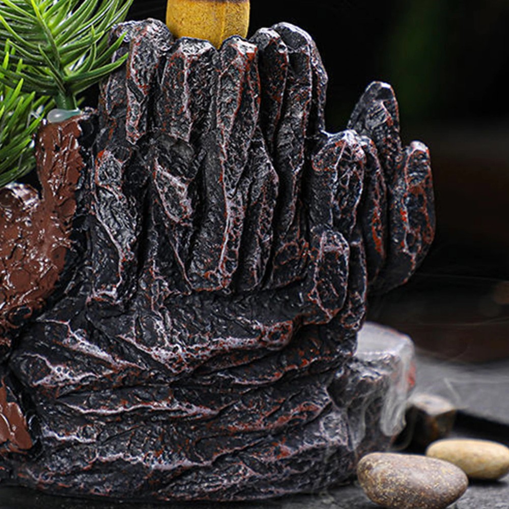 **Resin Backflow Incense Burner Waterfall Mountain River Aromatherapy Holder**