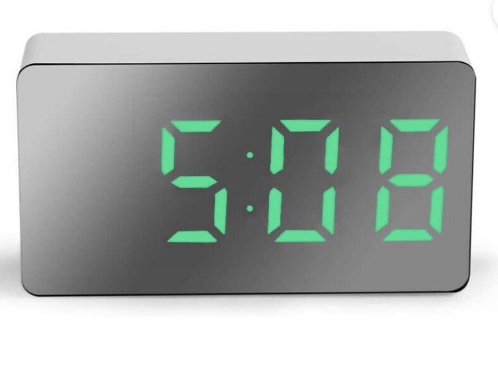 Mirrored Digital Alarm Clock White /Black